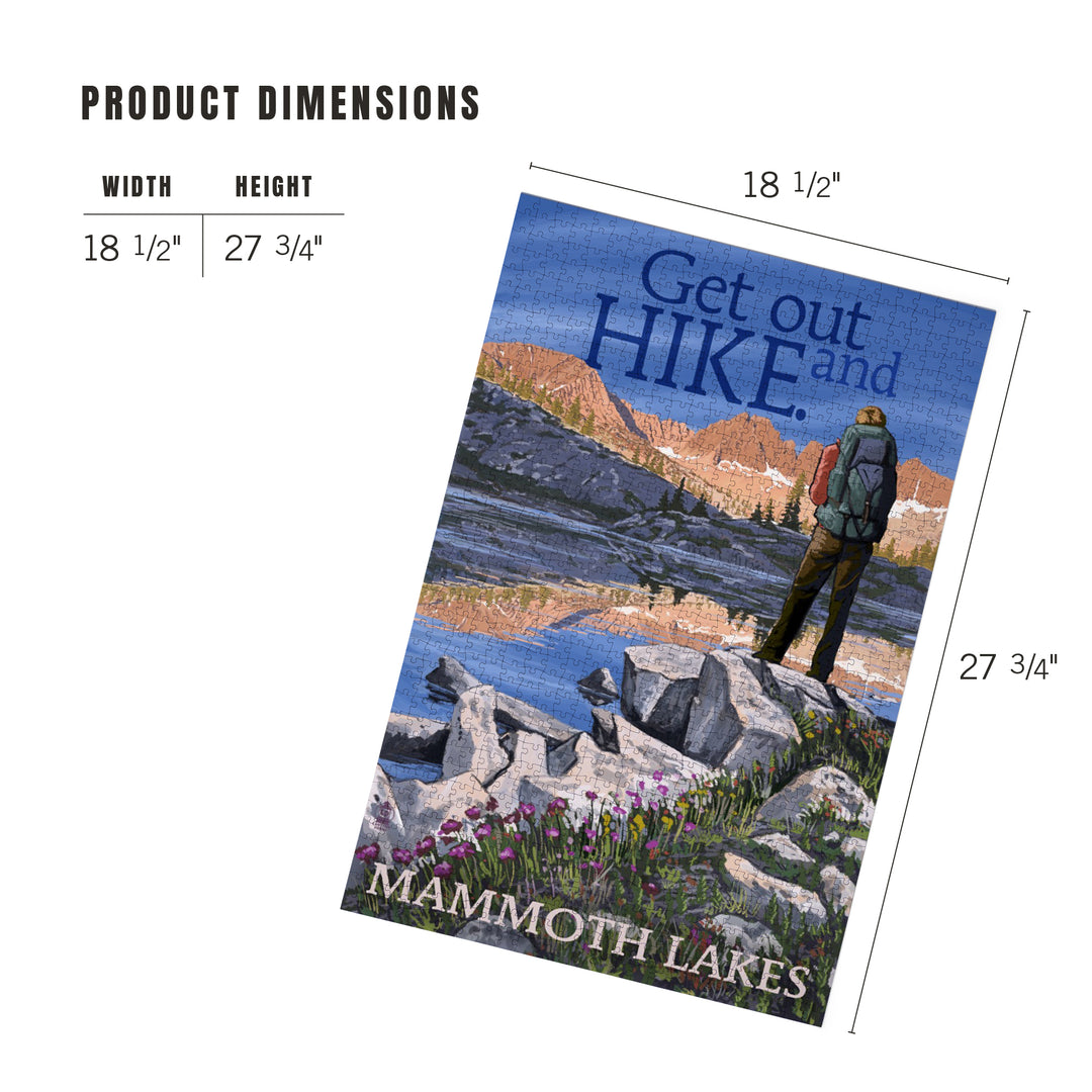Mammoth Lakes, California, Get Out and Hike, Hiker and Lake, Jigsaw Puzzle Puzzle Lantern Press 
