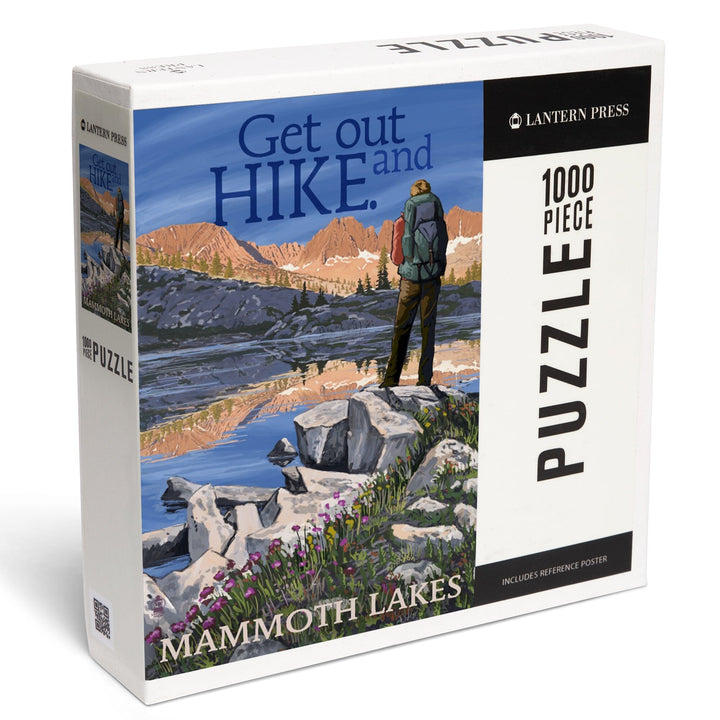 Mammoth Lakes, California, Get Out and Hike, Hiker and Lake, Jigsaw Puzzle Puzzle Lantern Press 
