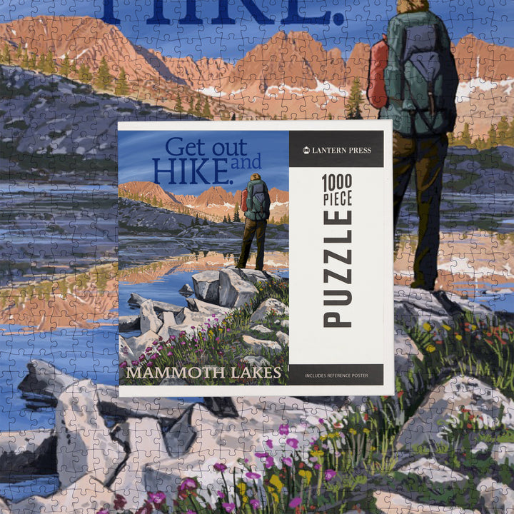 Mammoth Lakes, California, Get Out and Hike, Hiker and Lake, Jigsaw Puzzle Puzzle Lantern Press 