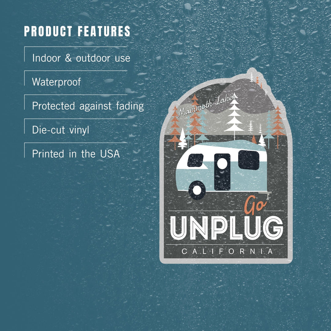 Mammoth Lakes, California, Go Unplug, Vector, Contour, Vinyl Sticker - Lantern Press