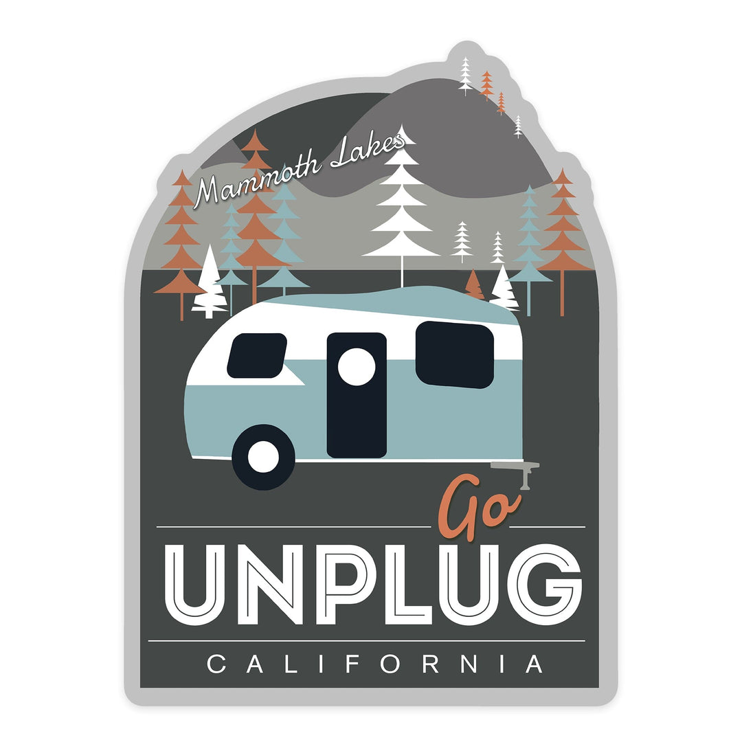 Mammoth Lakes, California, Go Unplug, Vector, Contour, Vinyl Sticker - Lantern Press