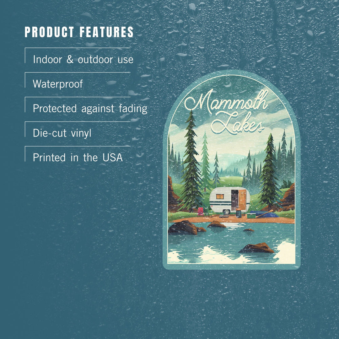 Mammoth Lakes, California, Outdoor Activity, At Home Anywhere, Camper in Evergreens, Contour, Vinyl Sticker Sticker Lantern Press 