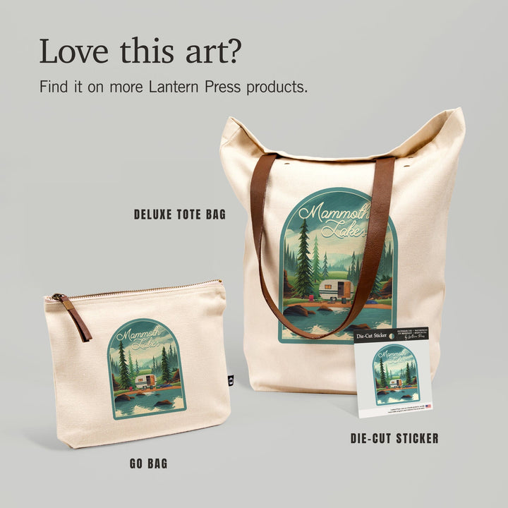 Mammoth Lakes, California, Outdoor Activity, At Home Anywhere, Camper in Evergreens, Contour, Vinyl Sticker Sticker Lantern Press 