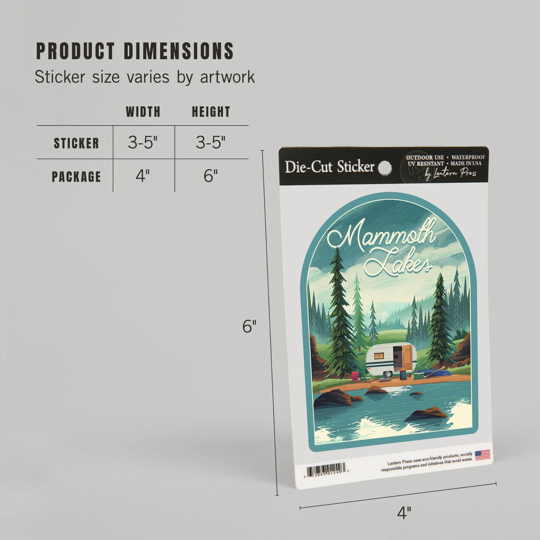 Mammoth Lakes, California, Outdoor Activity, At Home Anywhere, Camper in Evergreens, Contour, Vinyl Sticker Sticker Lantern Press 