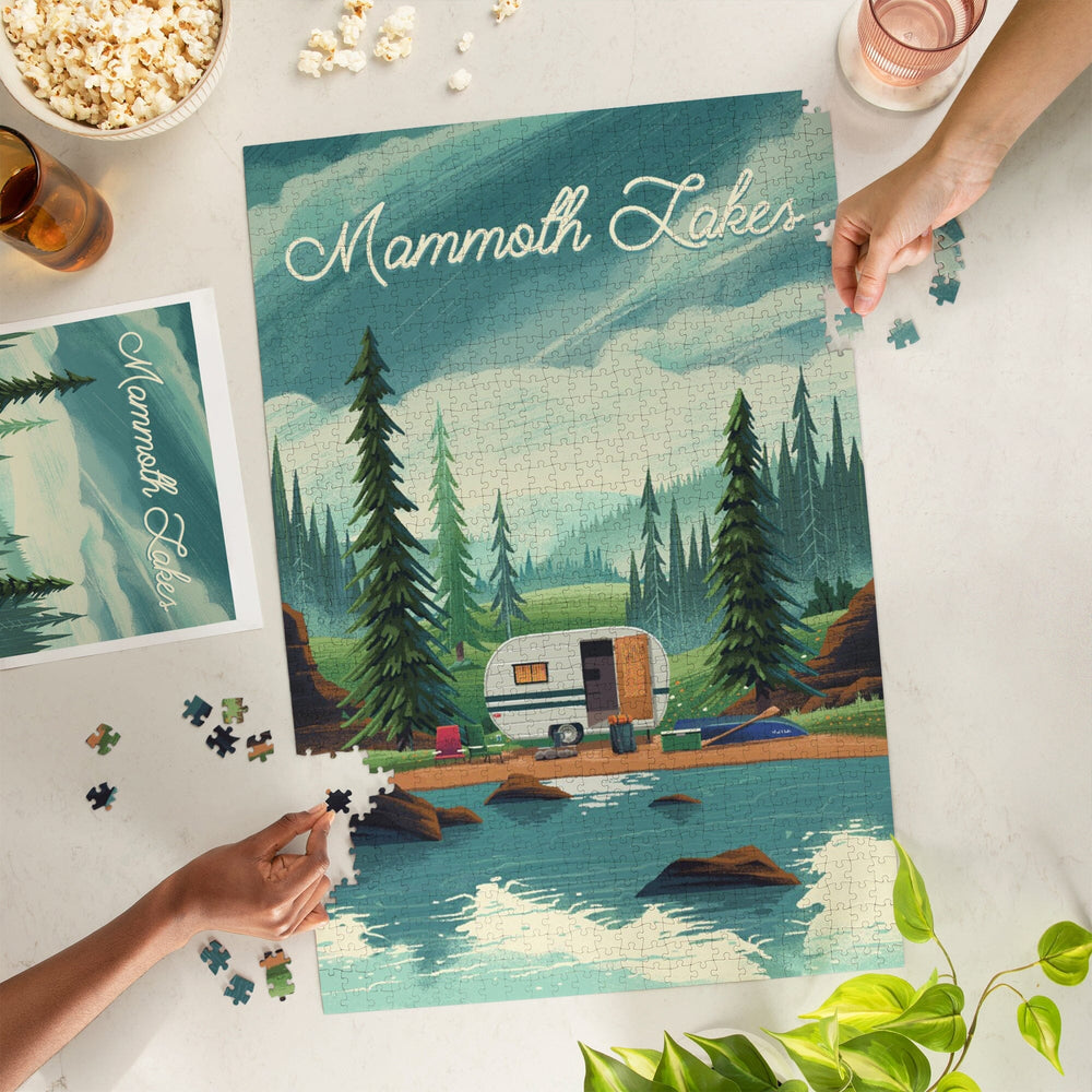 Mammoth Lakes, California, Outdoor Activity, At Home Anywhere, Camper in Evergreens, Jigsaw Puzzle Puzzle Lantern Press 