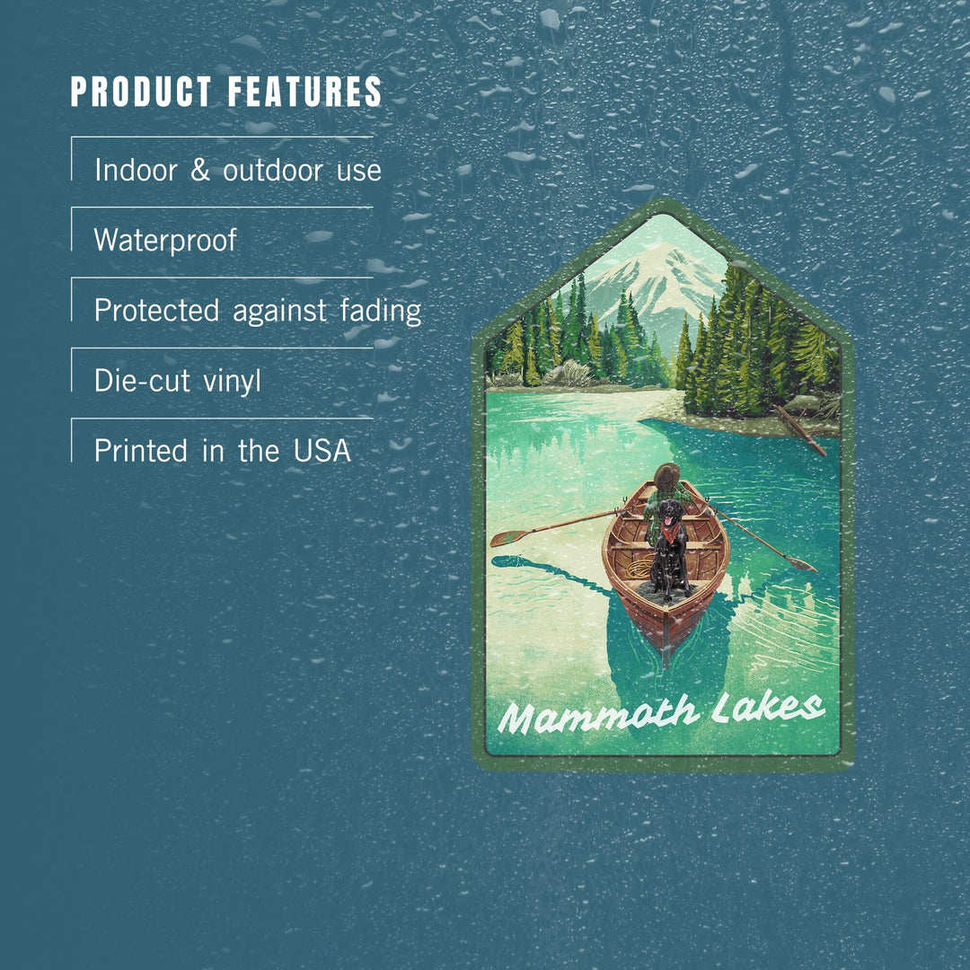 Mammoth Lakes, California, Quiet Explorer, Boating, Mountain, Contour, Vinyl Sticker Sticker Lantern Press 