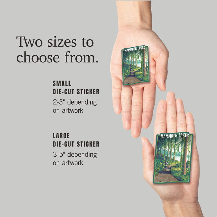 Mammoth Lakes, California, Walk in the Woods, Day Hike, Contour, Vinyl Sticker Sticker Lantern Press 