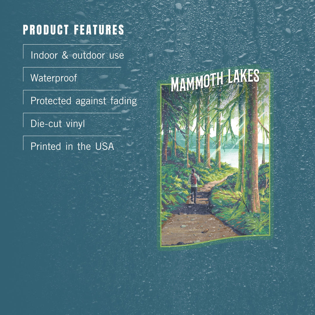 Mammoth Lakes, California, Walk in the Woods, Day Hike, Contour, Vinyl Sticker Sticker Lantern Press 