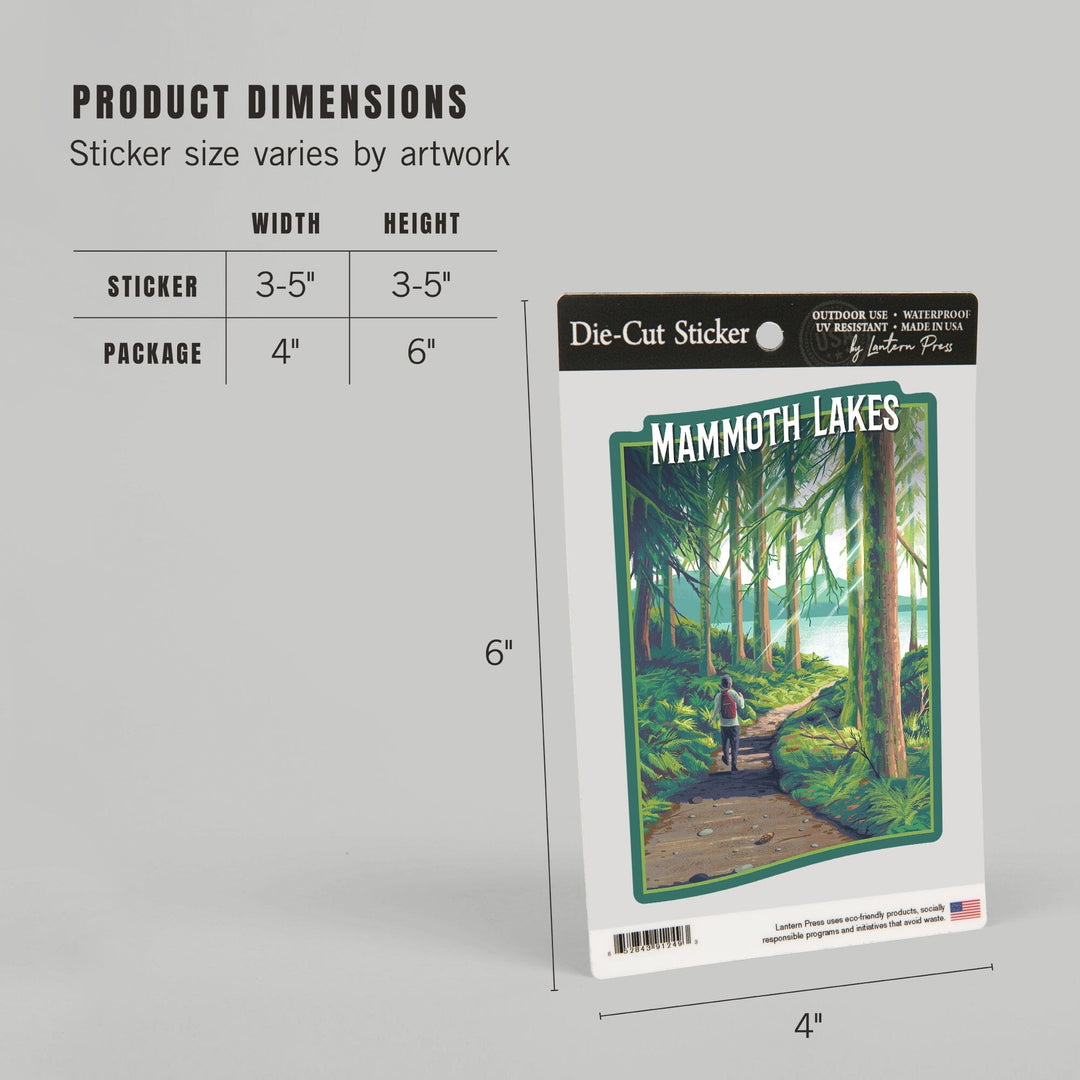 Mammoth Lakes, California, Walk in the Woods, Day Hike, Contour, Vinyl Sticker Sticker Lantern Press 