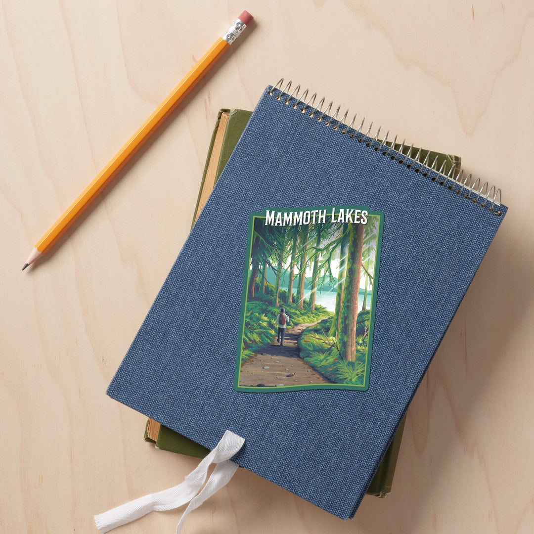 Mammoth Lakes, California, Walk in the Woods, Day Hike, Contour, Vinyl Sticker Sticker Lantern Press 