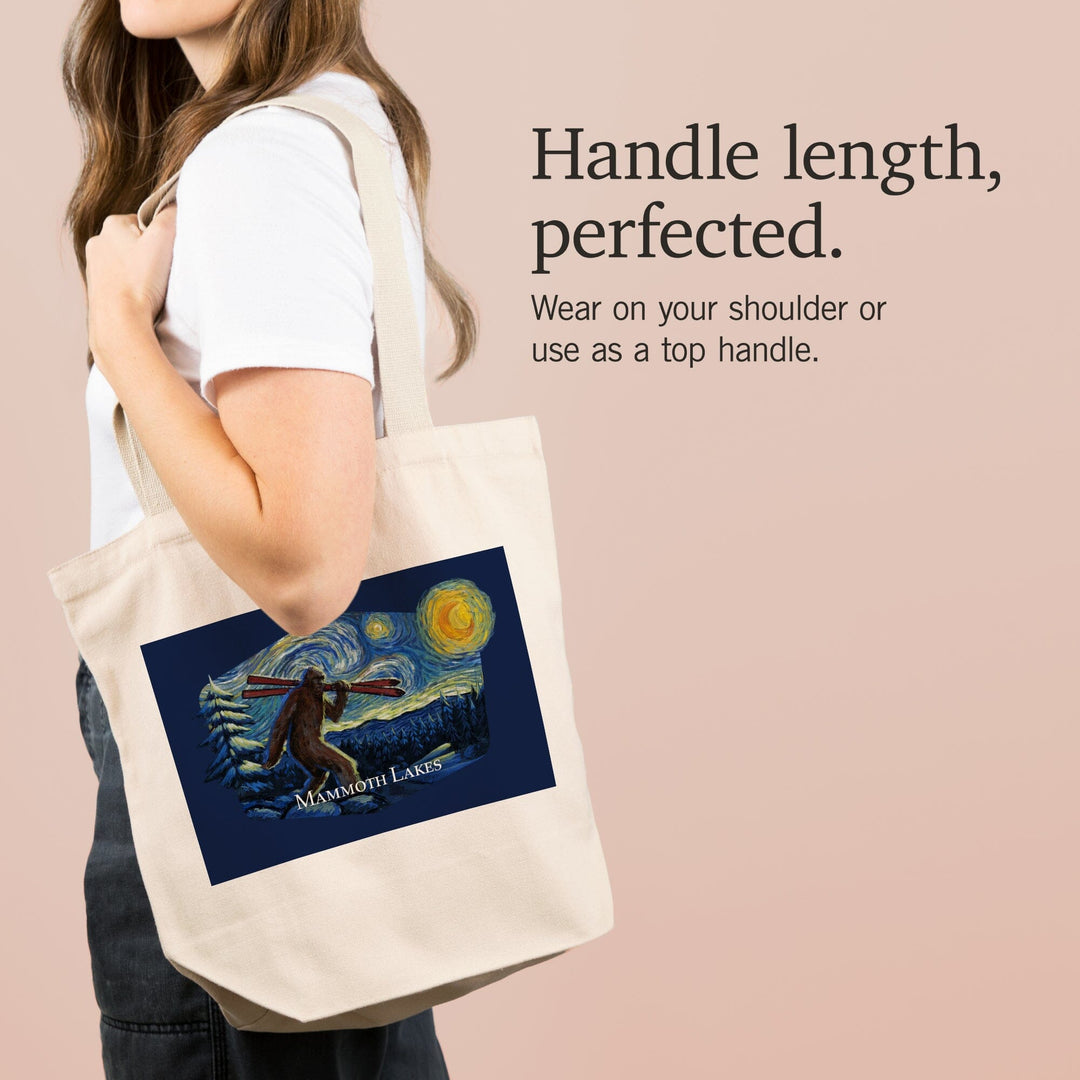 Mammoth Lakes, California, Winter Bigfoot with Skis, Starry Night,, Tote Bag Totes Lantern Press 