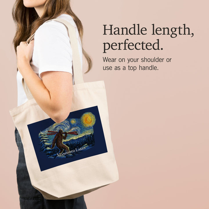 Mammoth Lakes, California, Winter Bigfoot with Skis, Starry Night,, Tote Bag Totes Lantern Press 
