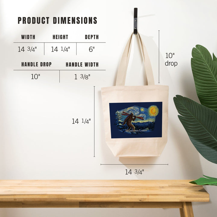 Mammoth Lakes, California, Winter Bigfoot with Skis, Starry Night,, Tote Bag Totes Lantern Press 