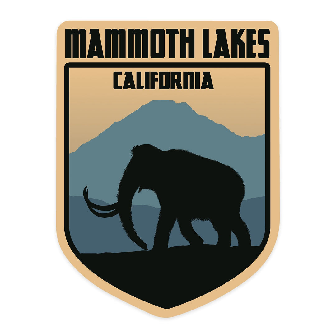 Mammoth Lakes, California, Wooly Mammoth, Contour, Vinyl Sticker - Lantern Press