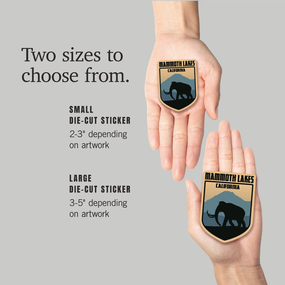 Mammoth Lakes, California, Wooly Mammoth, Contour, Vinyl Sticker - Lantern Press