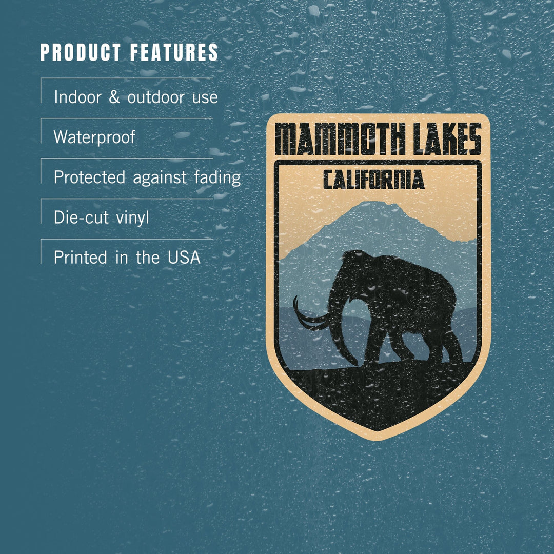 Mammoth Lakes, California, Wooly Mammoth, Contour, Vinyl Sticker - Lantern Press