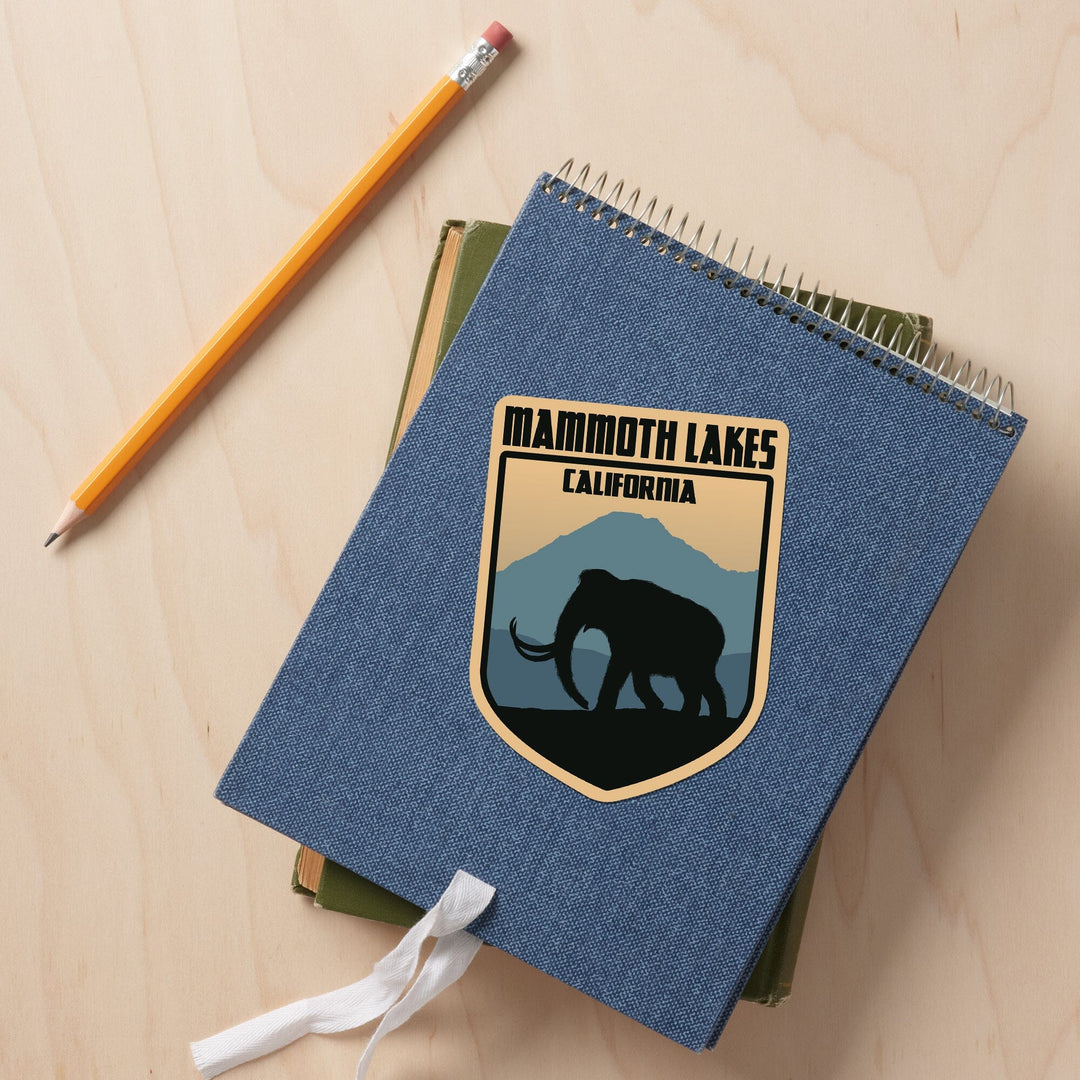 Mammoth Lakes, California, Wooly Mammoth, Contour, Vinyl Sticker - Lantern Press