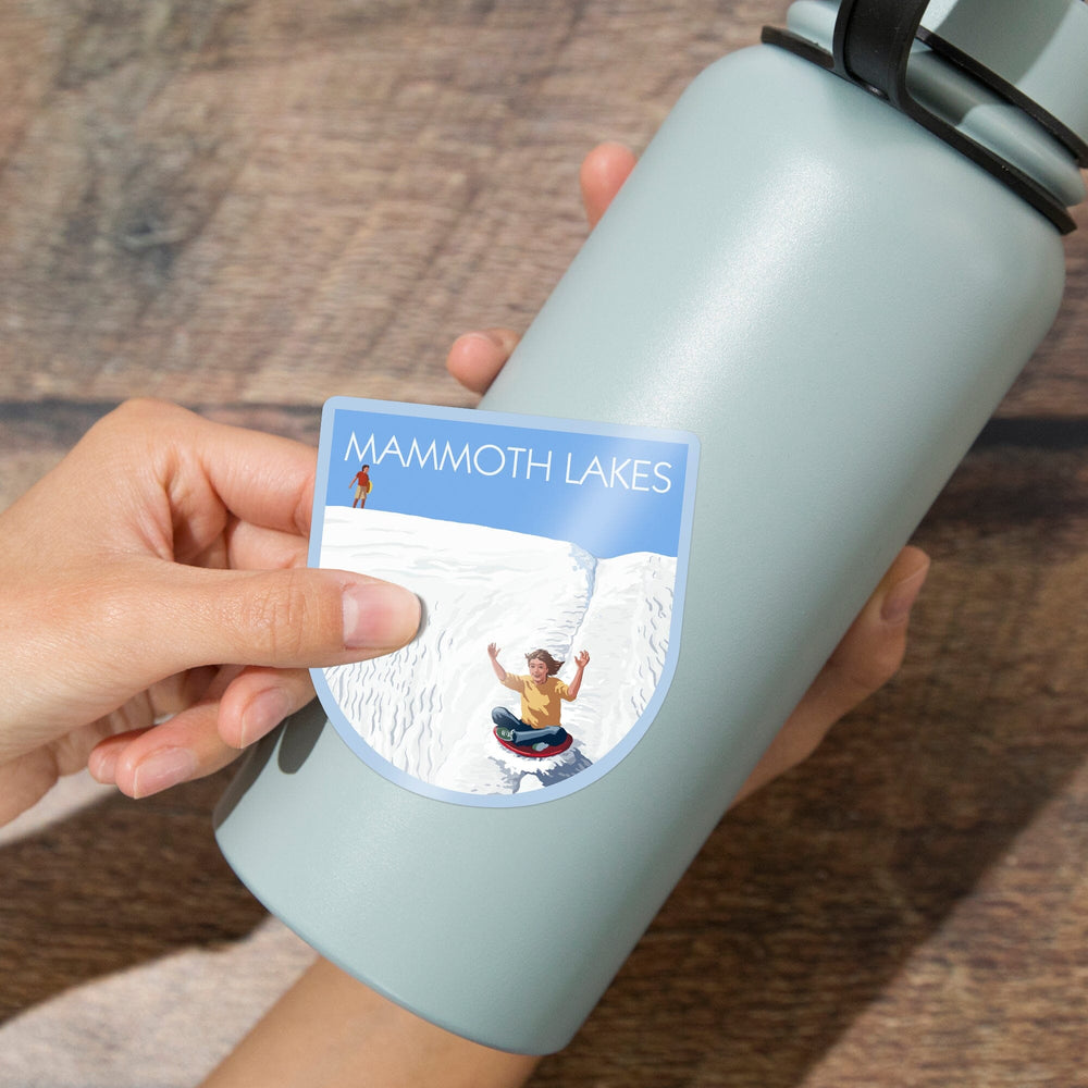 Mammoth Lakes, Sledding, Contour, Vinyl Sticker Sticker Lantern Press 
