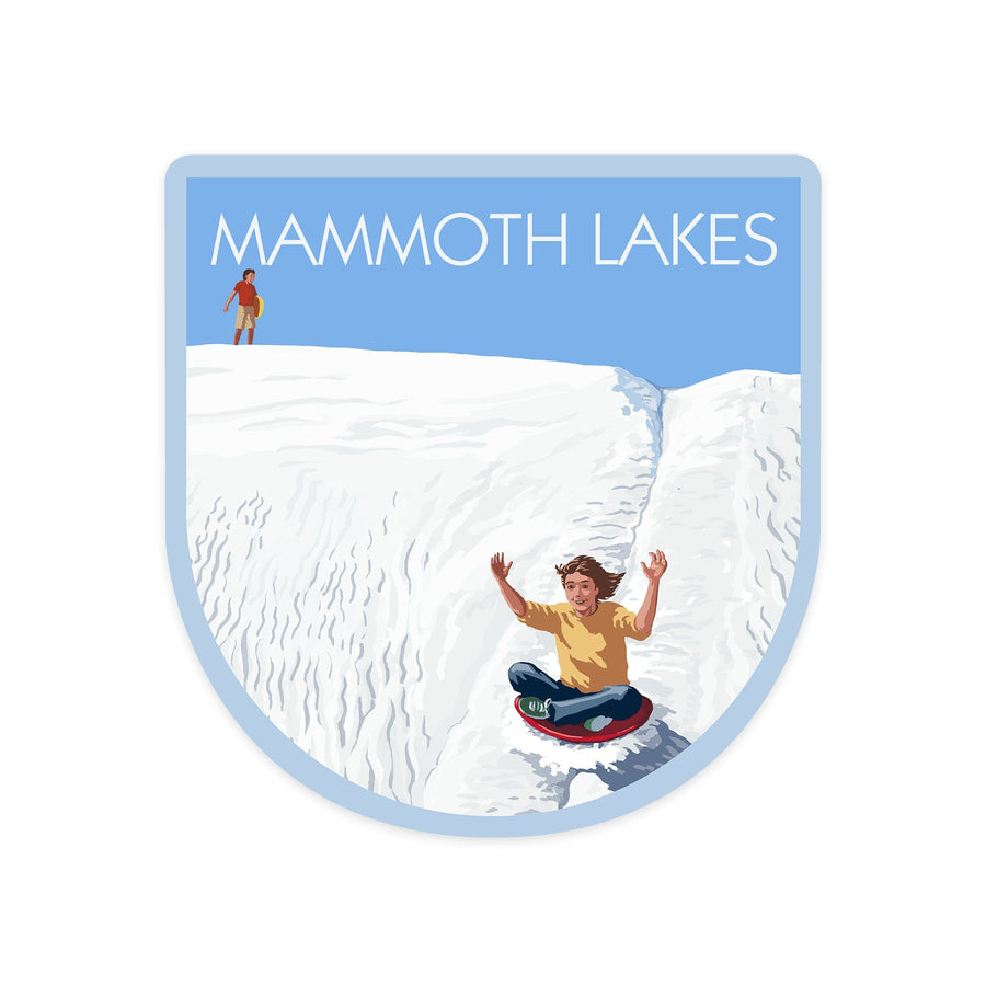 Mammoth Lakes, Sledding, Contour, Vinyl Sticker Sticker Lantern Press 