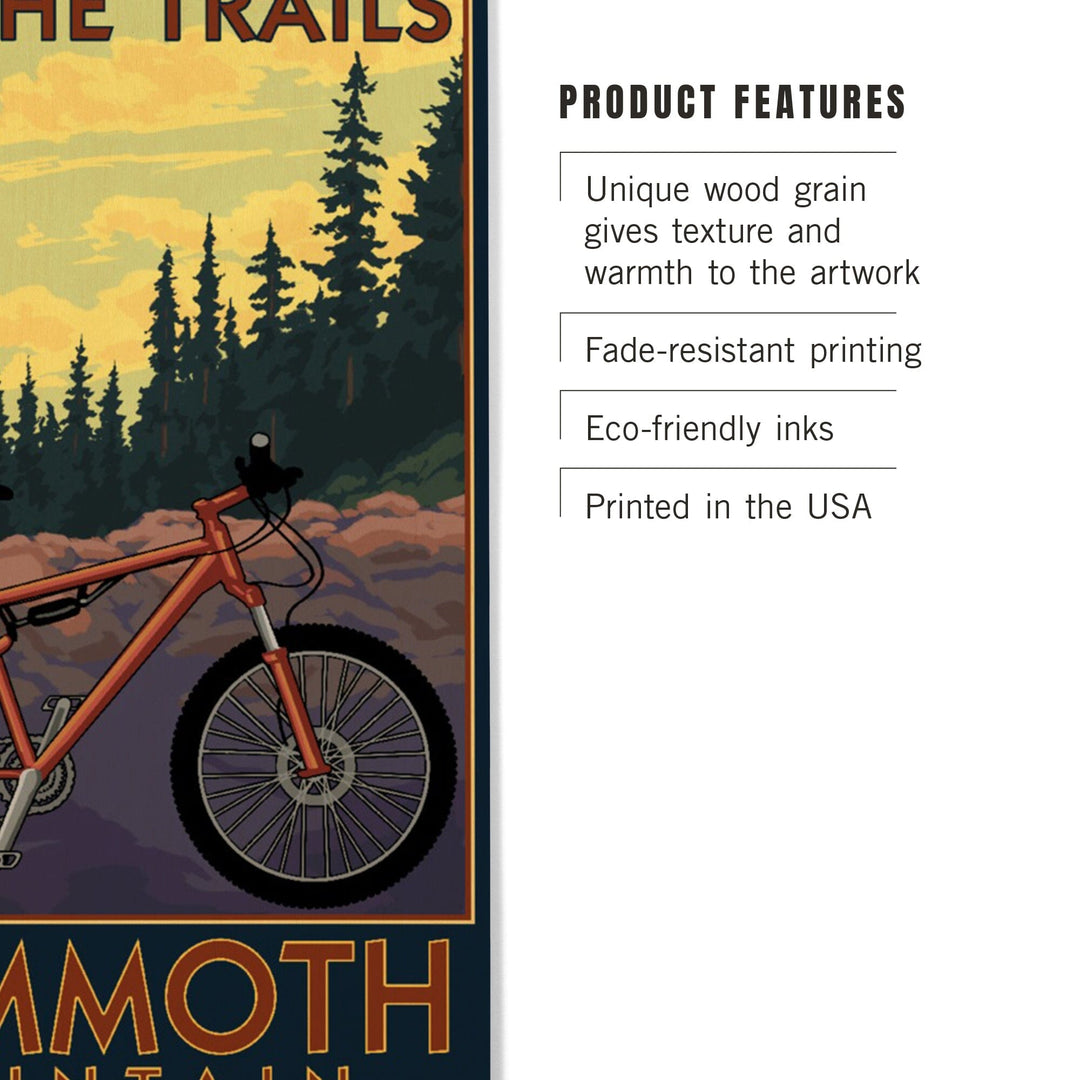 Mammoth Mountain, California, Mountain Bike Scene, Ride the Trails, Lantern Press Artwork, Wood Signs and Postcards Wood Lantern Press 