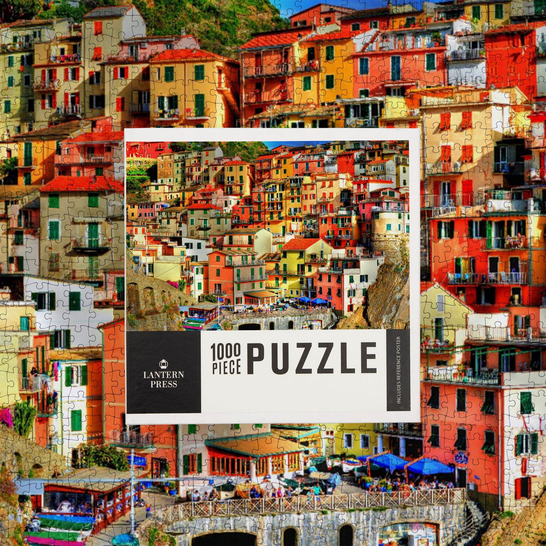 Manarola, Italy, Colorful Houses, Jigsaw Puzzle Puzzle Lantern Press 