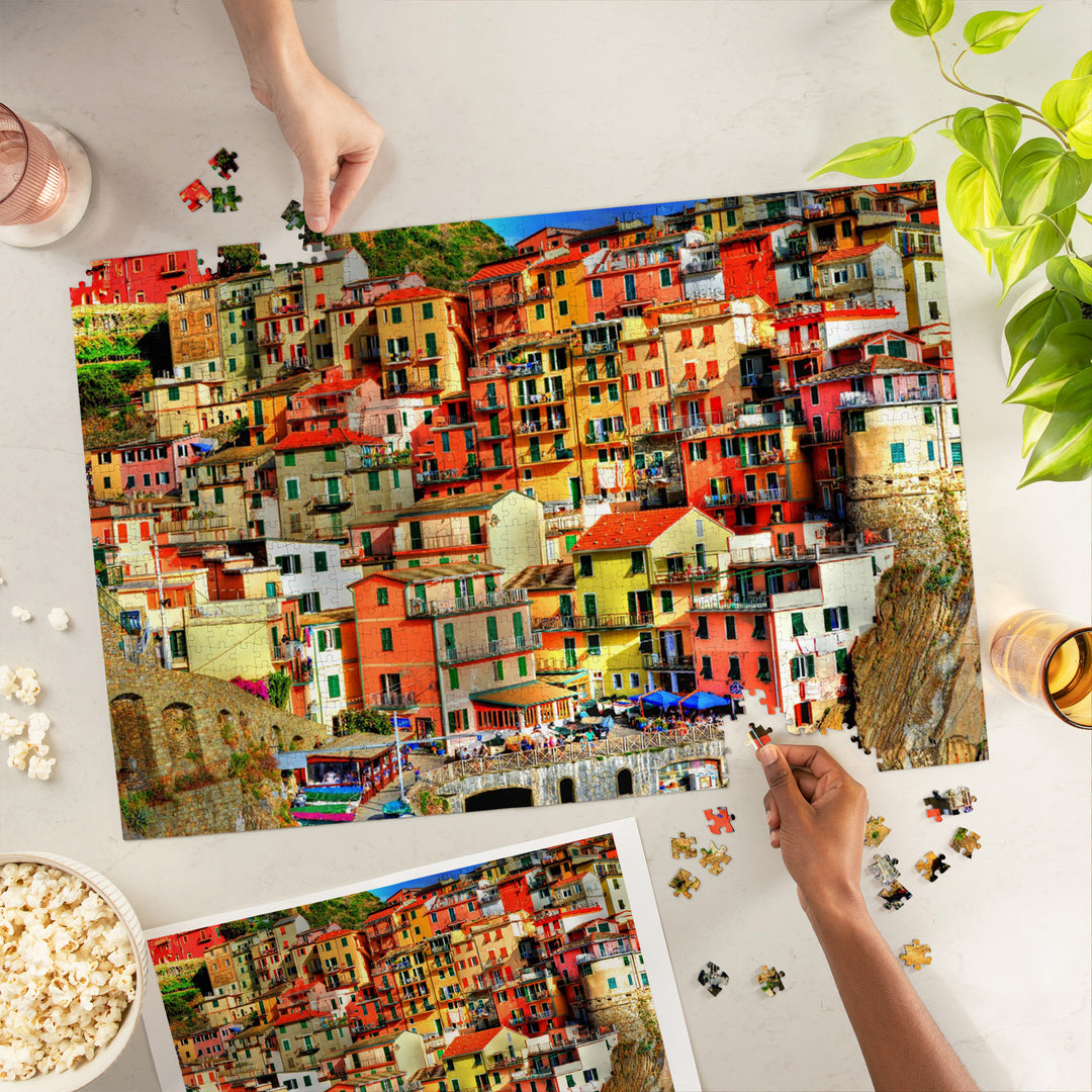 Manarola, Italy, Colorful Houses, Jigsaw Puzzle Puzzle Lantern Press 