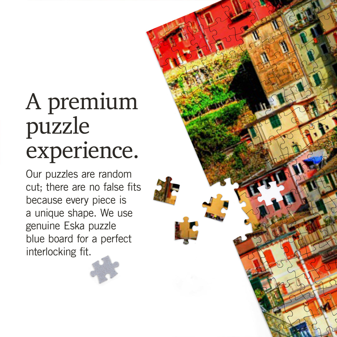 Manarola, Italy, Colorful Houses, Jigsaw Puzzle Puzzle Lantern Press 
