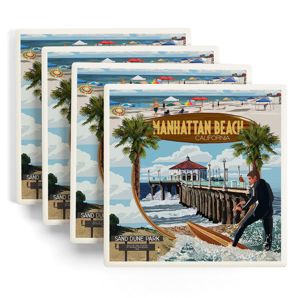 Manhattan Beach, California, Montage Scenes, Coasters Coasters Lantern Press 