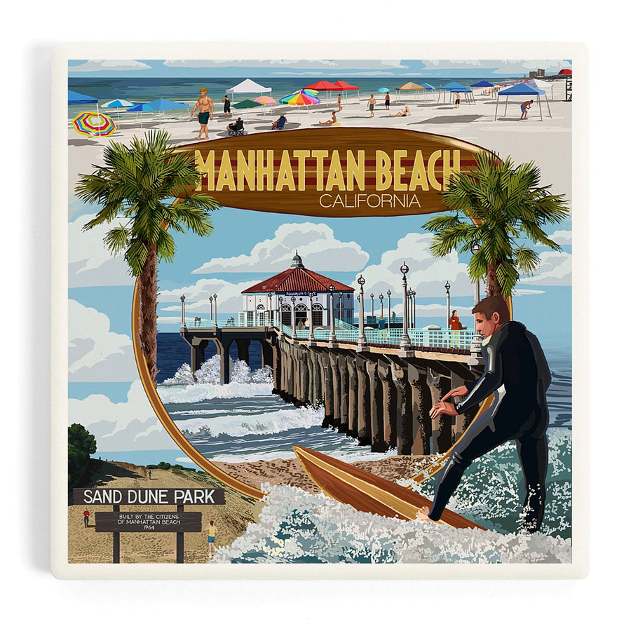 Manhattan Beach, California, Montage Scenes, Coasters Coasters Lantern Press 