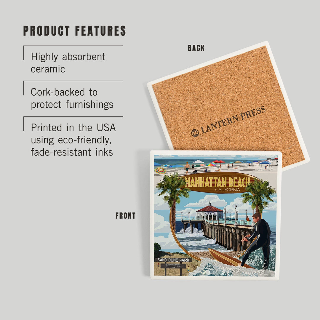 Manhattan Beach, California, Montage Scenes, Coasters Coasters Lantern Press 