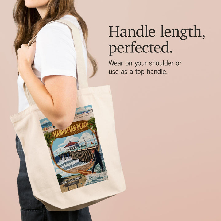 Manhattan Beach, California, Montage Scenes, Tote Bag Totes Lantern Press 