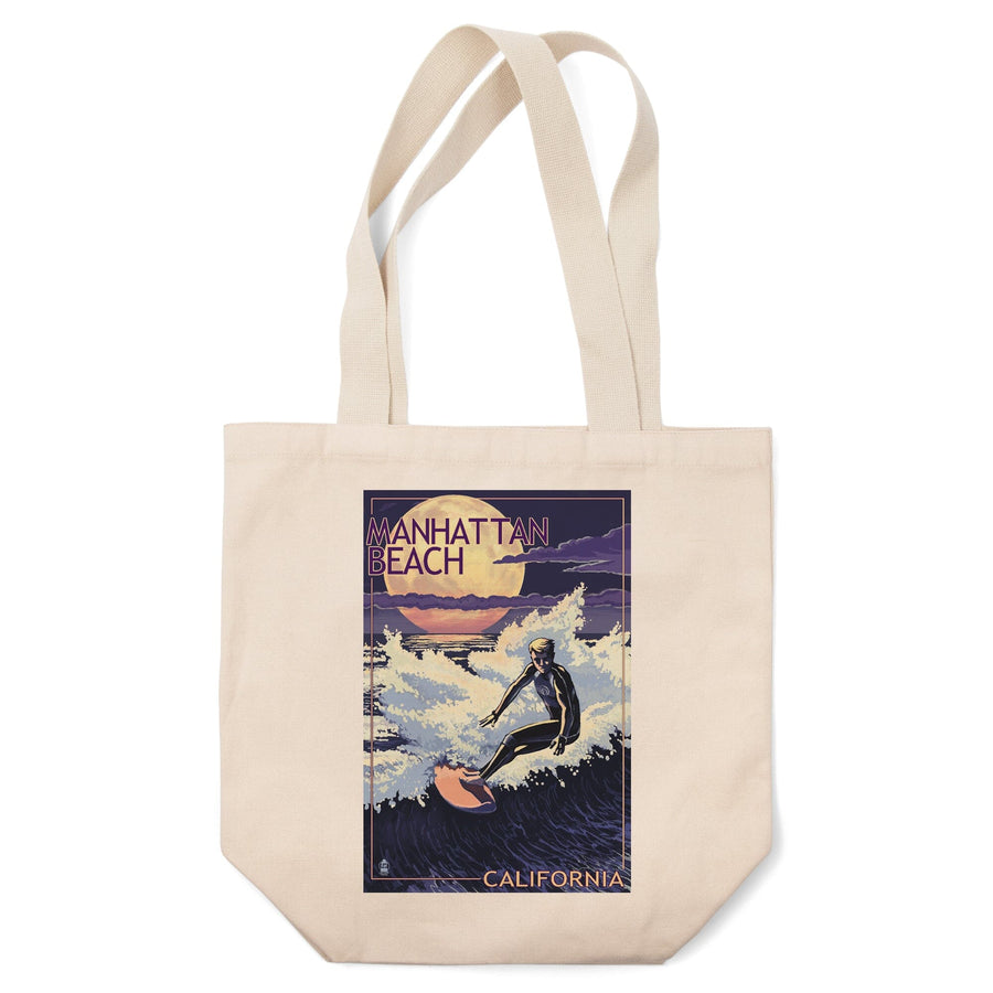 Manhattan Beach, California, Night Surfer, Tote Bag Totes Lantern Press 