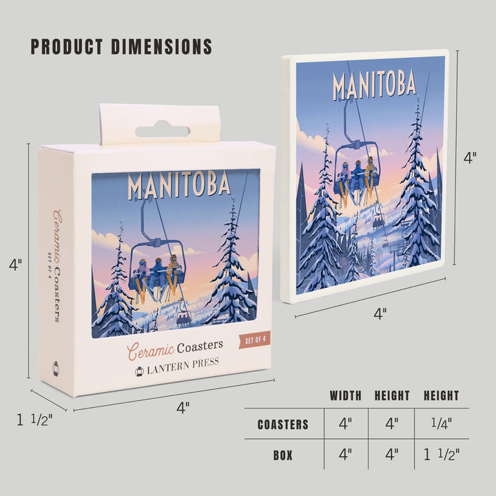 Manitoba, Chill on the Uphill, Ski Lift, Coasters Coasters Lantern Press 