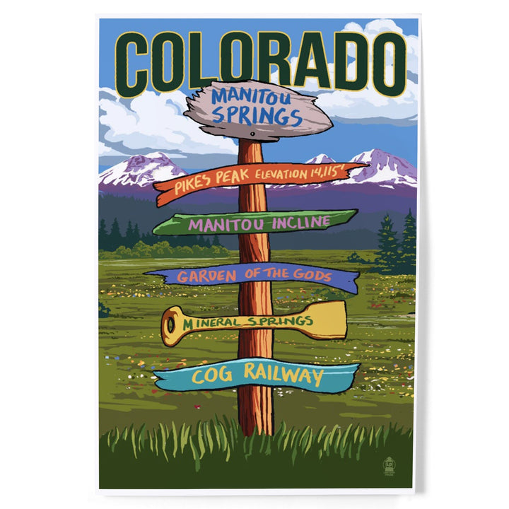 Manitou Springs, Colorado, Destination Signpost, Art & Giclee Prints Art Lantern Press 