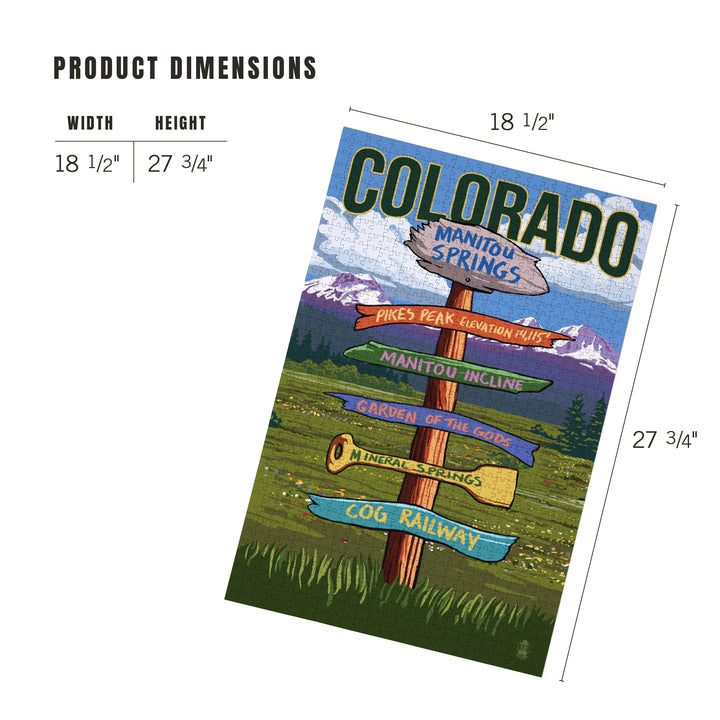 Manitou Springs, Colorado, Destination Signpost, Jigsaw Puzzle Puzzle Lantern Press 