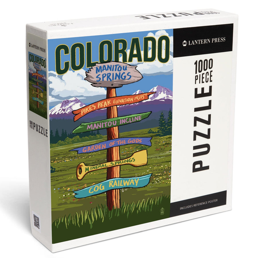 Manitou Springs, Colorado, Destination Signpost, Jigsaw Puzzle Puzzle Lantern Press 