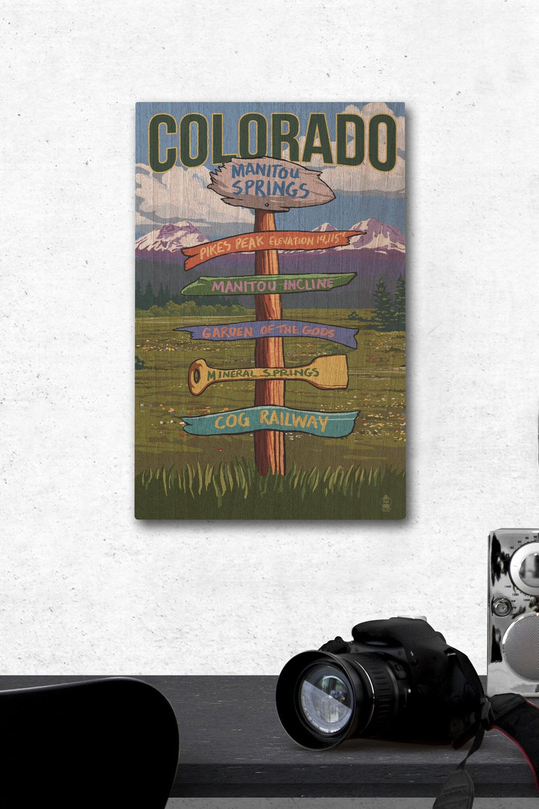 Manitou Springs, Colorado, Destination Signpost, Lantern Press Artwork, Wood Signs and Postcards Wood Lantern Press 12 x 18 Wood Gallery Print 