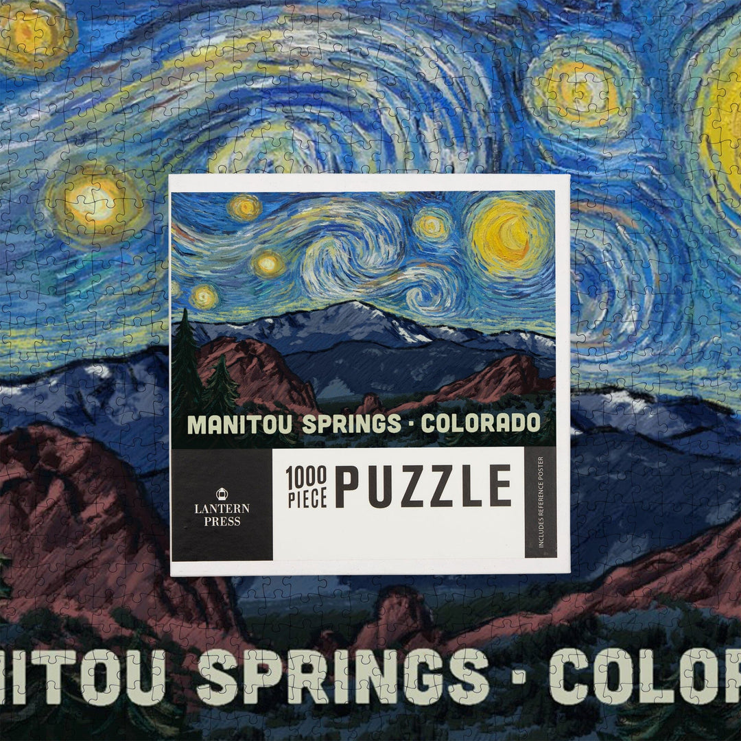 Manitou Springs, Colorado, Pikes Peak, Starry Night, Jigsaw Puzzle Puzzle Lantern Press 