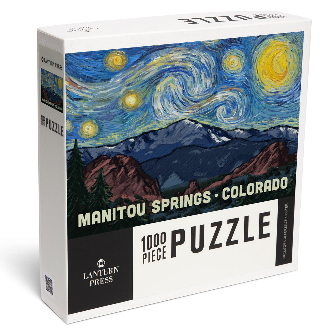 Manitou Springs, Colorado, Pikes Peak, Starry Night, Jigsaw Puzzle Puzzle Lantern Press 