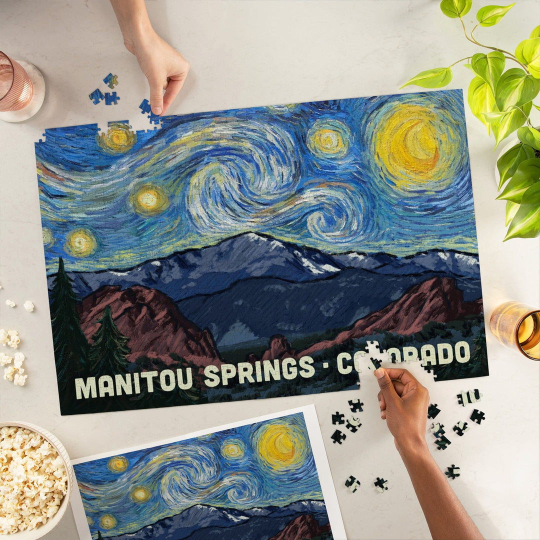 Manitou Springs, Colorado, Pikes Peak, Starry Night, Jigsaw Puzzle Puzzle Lantern Press 