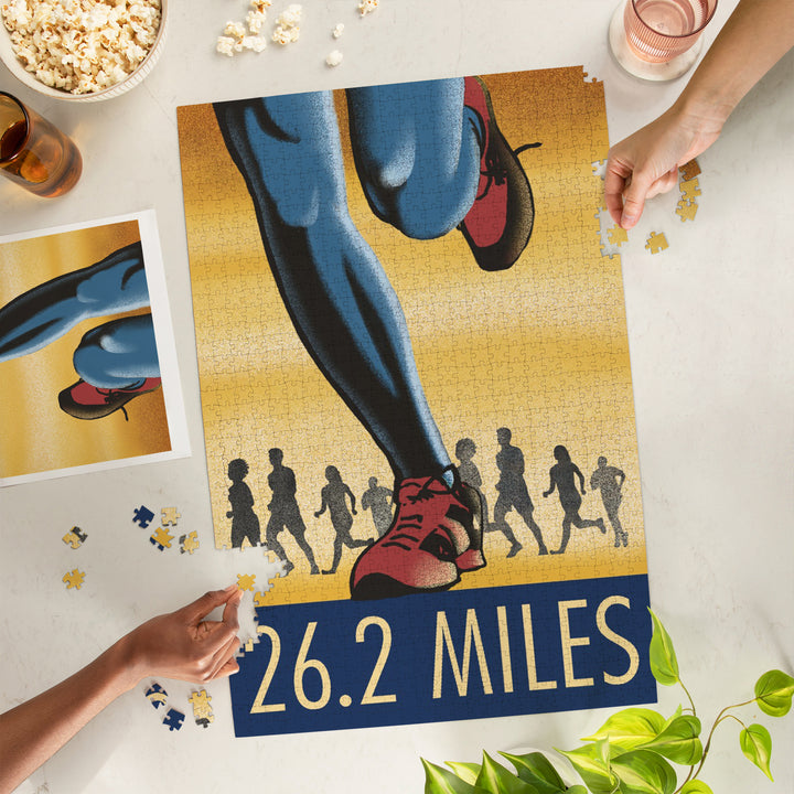 Marathon, 26.2 Miles, Runners, Jigsaw Puzzle Puzzle Lantern Press 