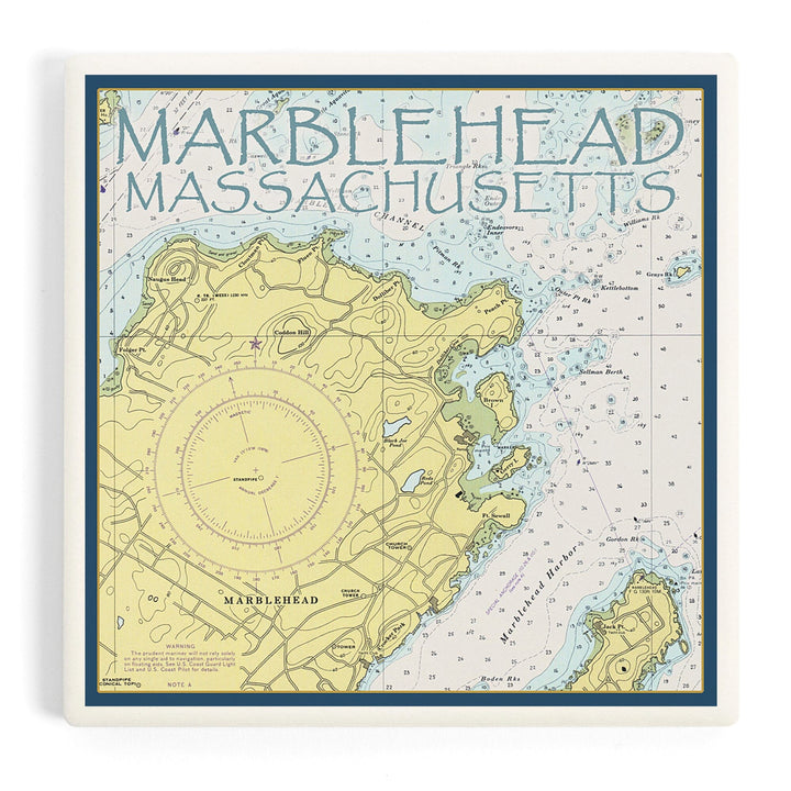 Marblehead, Massachusetts, Nautical Chart, Coasters Coasters Lantern Press Coaster 