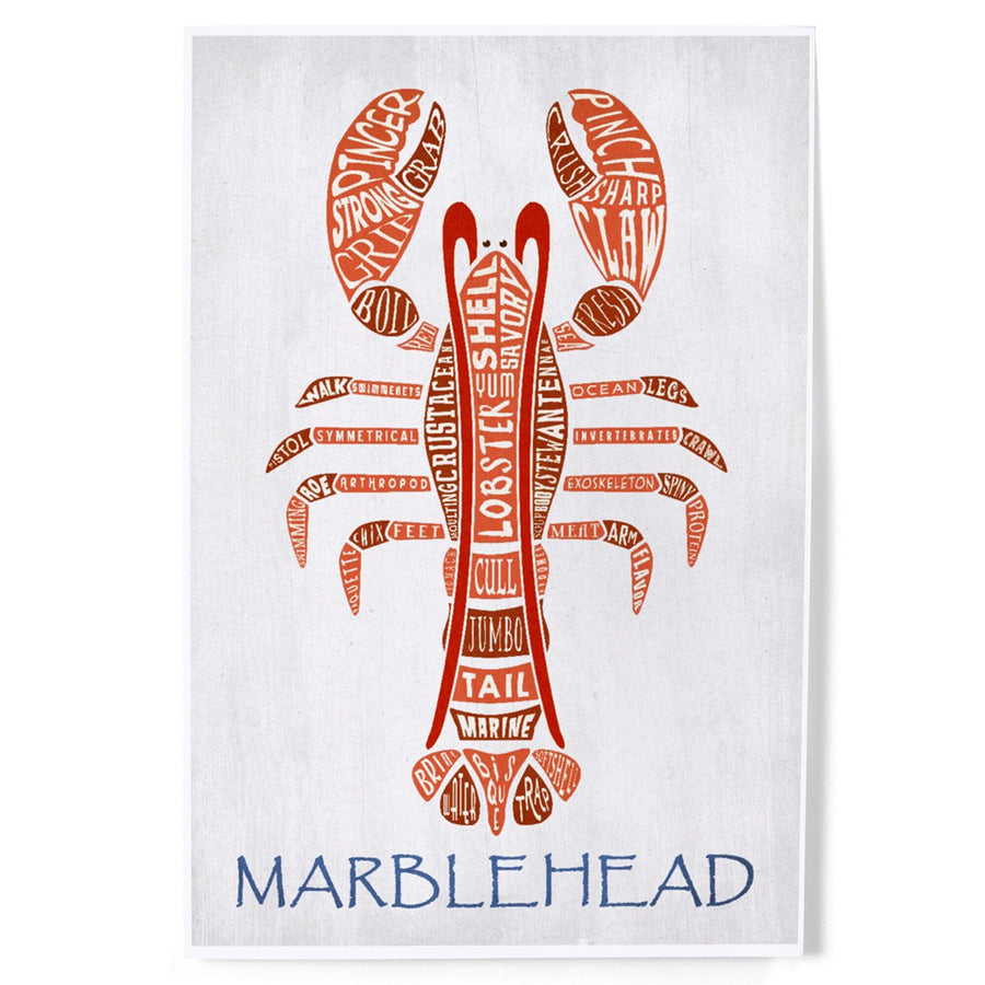 Marblehead, Massachusetts, Red Lobster, Typography, Art & Giclee Prints Art Lantern Press 
