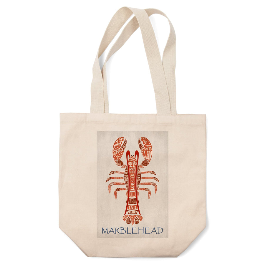 Marblehead, Massachusetts, Red Lobster, Typography, Tote Bag Totes Lantern Press 