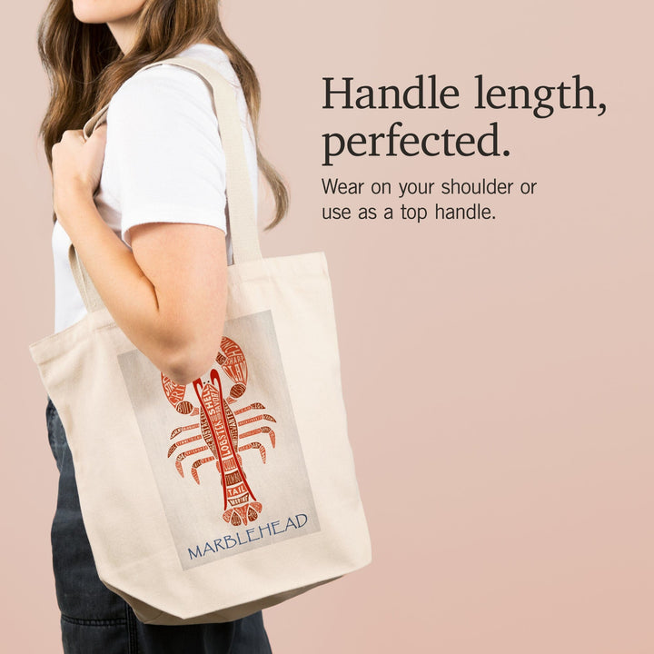 Marblehead, Massachusetts, Red Lobster, Typography, Tote Bag Totes Lantern Press 