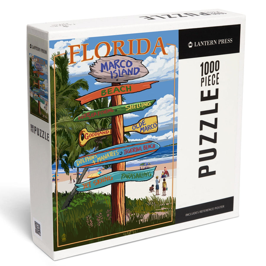 Marco Island, Florida, Destinations Sign, Jigsaw Puzzle Puzzle Lantern Press 