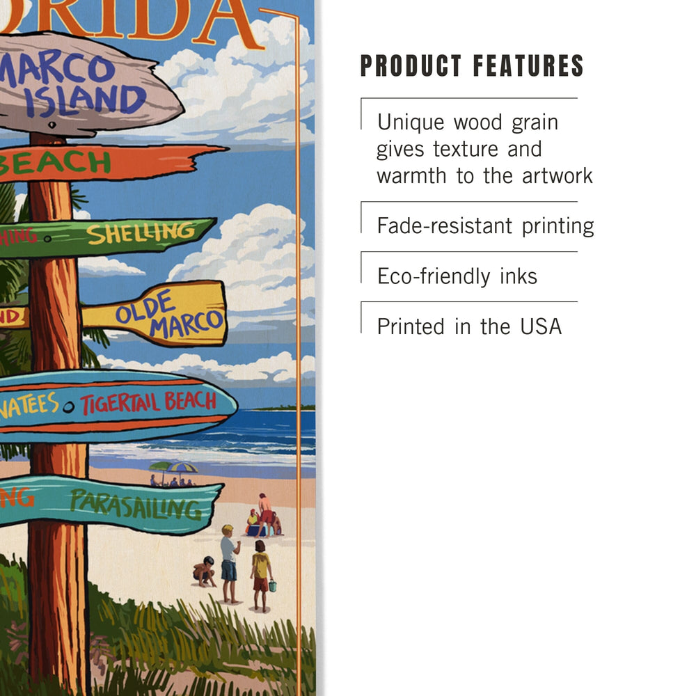 Marco Island, Florida, Destinations Sign, Lantern Press Artwork, Wood Signs and Postcards Wood Lantern Press 