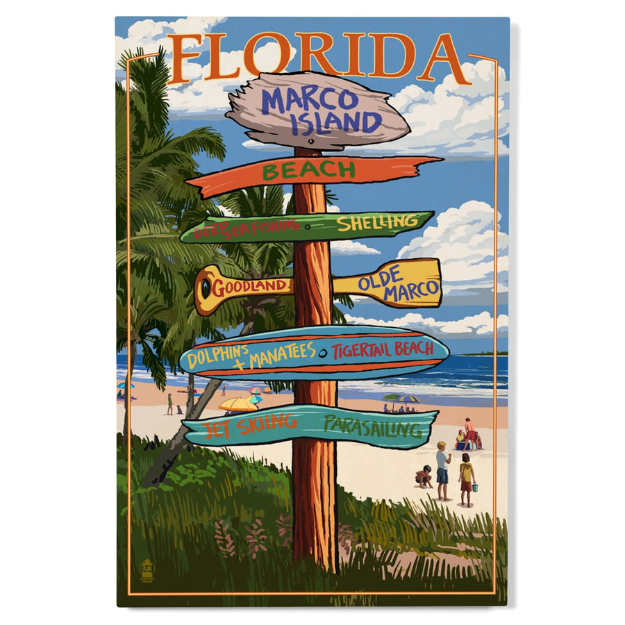 Marco Island, Florida, Destinations Sign, Lantern Press Artwork, Wood Signs and Postcards Wood Lantern Press 