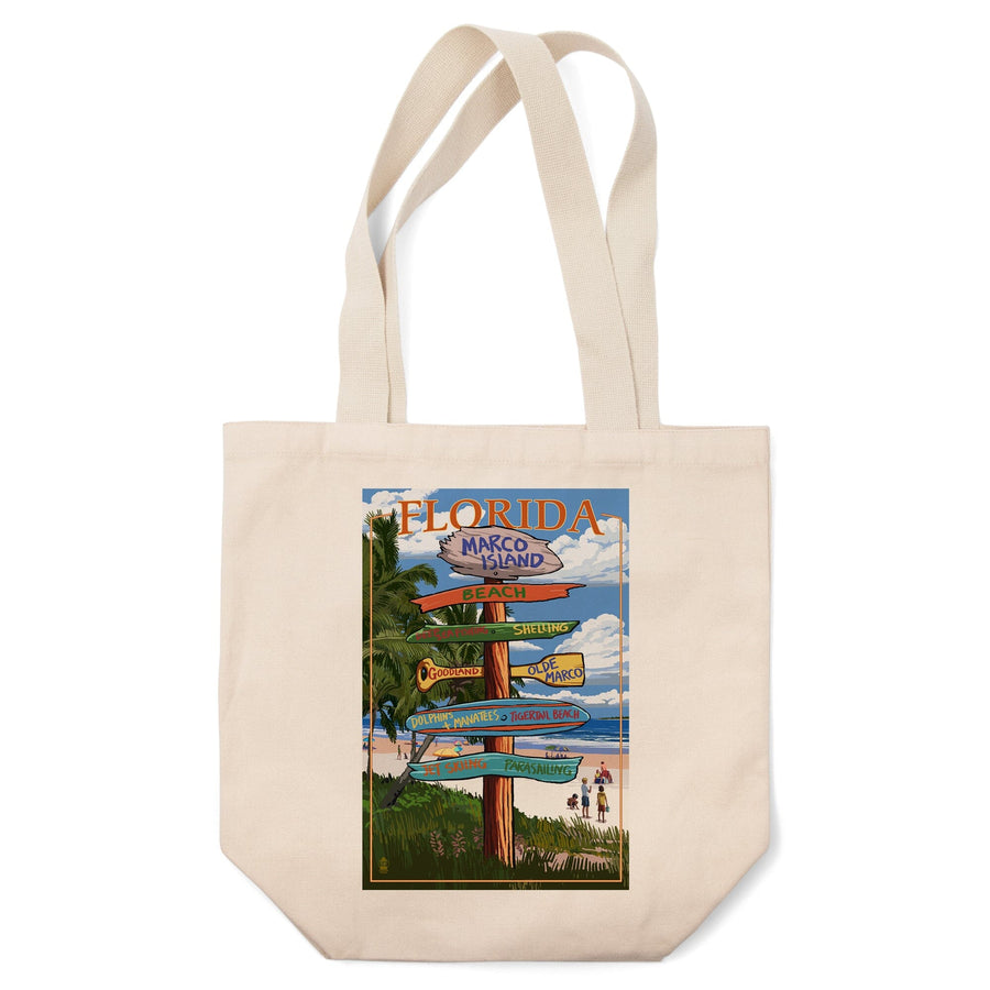 Marco Island, Florida, Destinations Sign, Tote Bag Totes Lantern Press 
