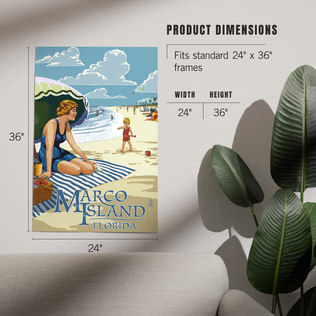 Marco Island, Florida, Woman on Beach, Art & Giclee Prints Art Lantern Press 